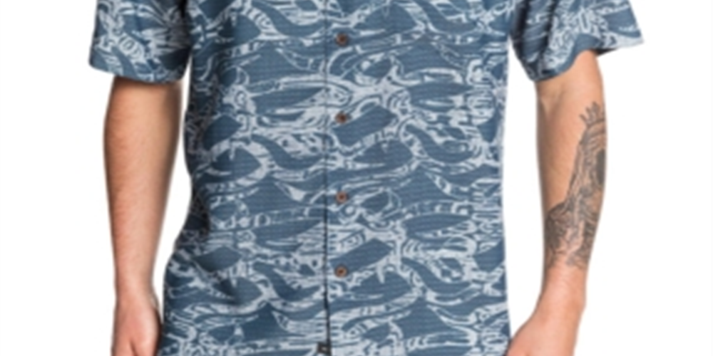 Quiksilver Men's Tribal Kelp Shirt Blue Size XX-Large