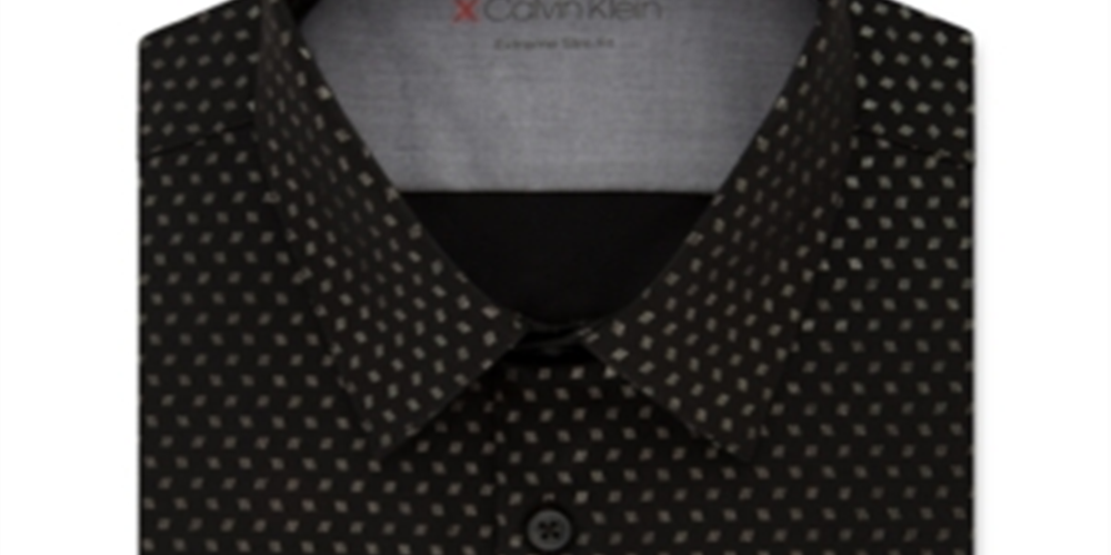 Calvin Klein Men's Extreme Slim Fit Line Print Dress Shirt Red Size XL