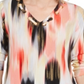 JM Collection Women's Printed Grommet Neck Top Red Size X-Small