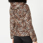 Celebrity Pink Junior's Leopard Print Puffer Coat With Faux Fur Trim Hood Brown Size XX-Large