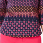 Charter Club Women's Printed 3/4 Sleeve Cotton Top Blue Size Petite Medium