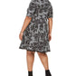 Robbie Bee Women's Plus Floral Crochet Trim with Short Sleeve a Line Dress Gray Size 2X