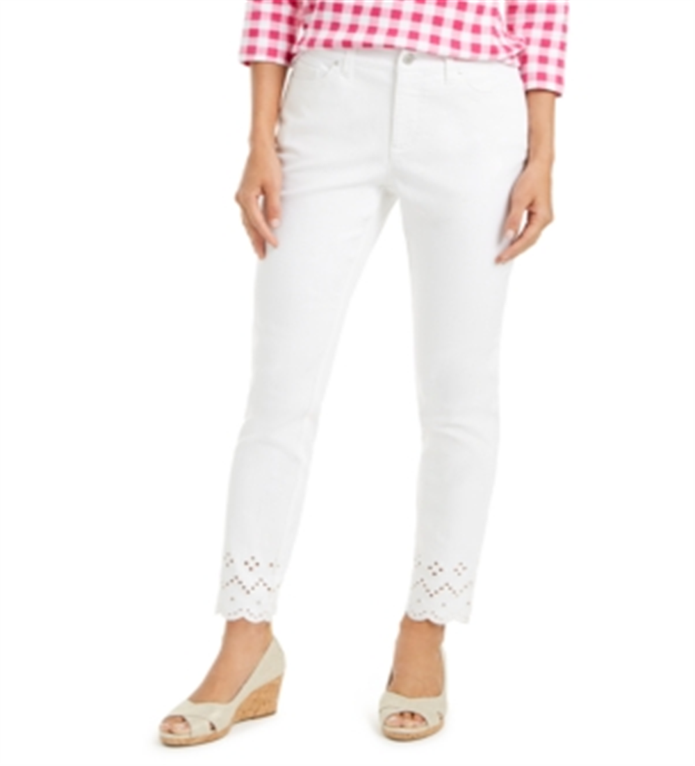 Charter Club Women's Eyelet Ankle Jeans White Size 4