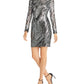 Aqua Women's Sequin Animal Print Sheath Dress Grey Size 12