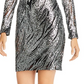 Aqua Women's Sequin Animal Print Sheath Dress Grey Size 12