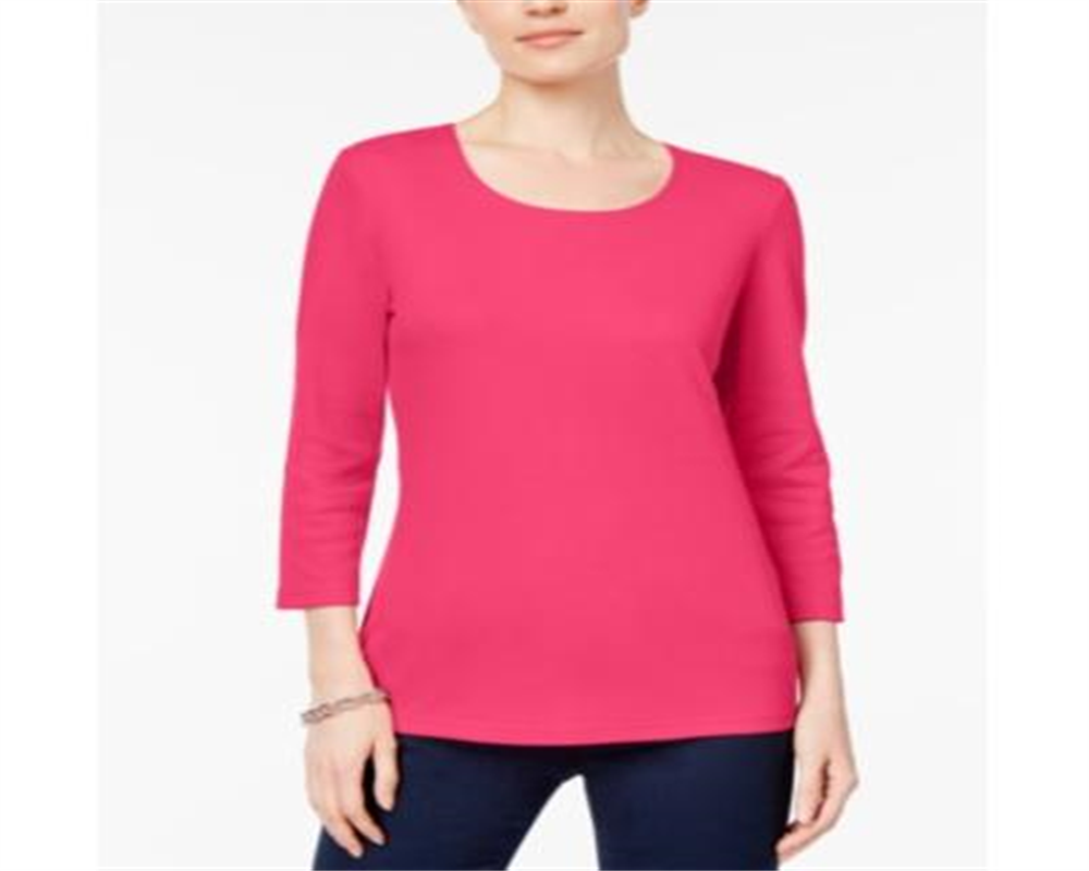 Karen Scott Women's Scoop Neck Top Pink Size XX-Large