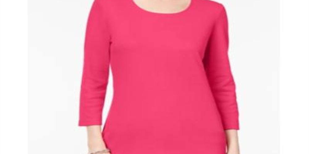 Karen Scott Women's Scoop Neck Top Pink Size XX-Large