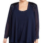 SL Fashions Women's Plus 2PC Embellished Shift Dress Blue Size 14W