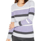 Karen Scott Women's Striped Pullover Crewneck Sweater Purple Size X-Small
