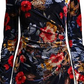 Vince Camuto Women's Sheath Multi Floral Velvet Dress Navy Size 12