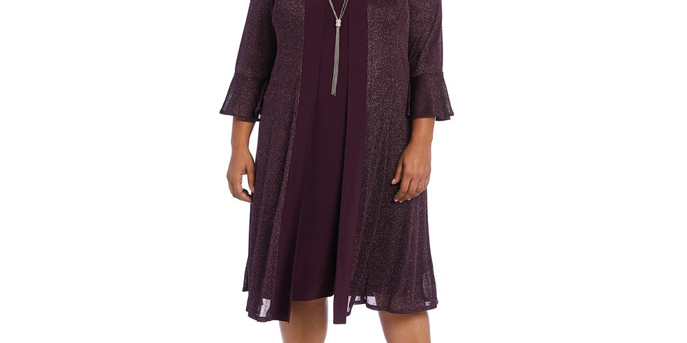 R & M Richards Women's Necklace Dress & Sparkle Jacket Black Size 0
