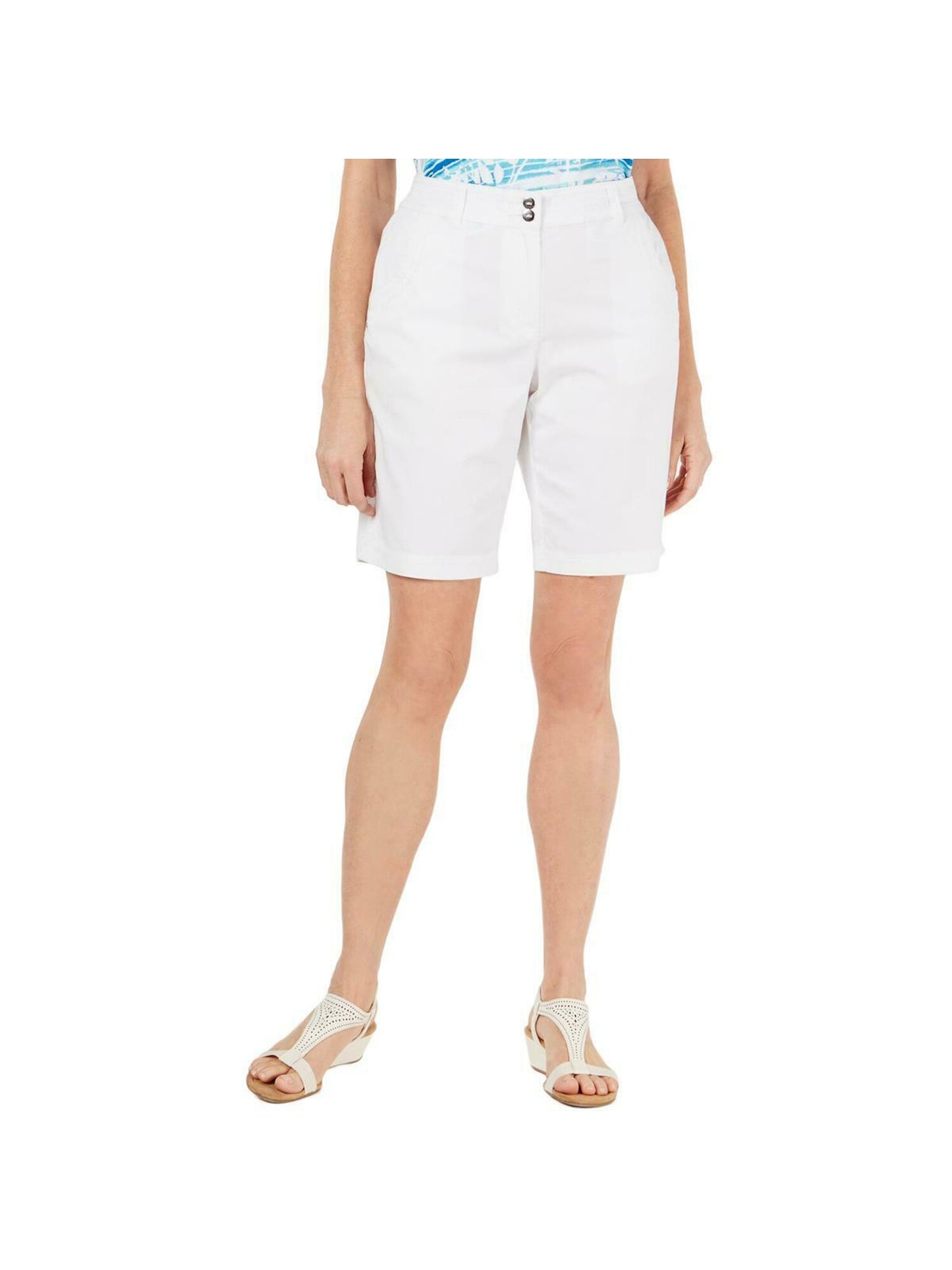 Karen Scott Women's Curved Pocket Shorts White Size 16