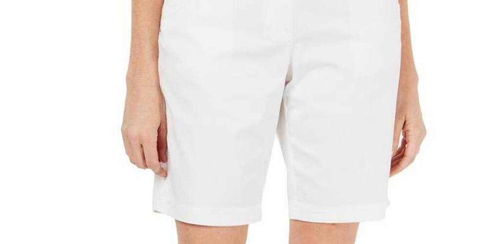Karen Scott Women's Curved Pocket Shorts White Size 16
