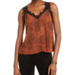 Q + A Women's Cropped Lace Trim Cami Orange Size X-Small