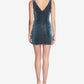 Guess Women's Metallic V Neck Bodycon Dress Blue Size 8