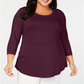 JM Collection Women's Plus Scoopneck Top Berry Size 0X