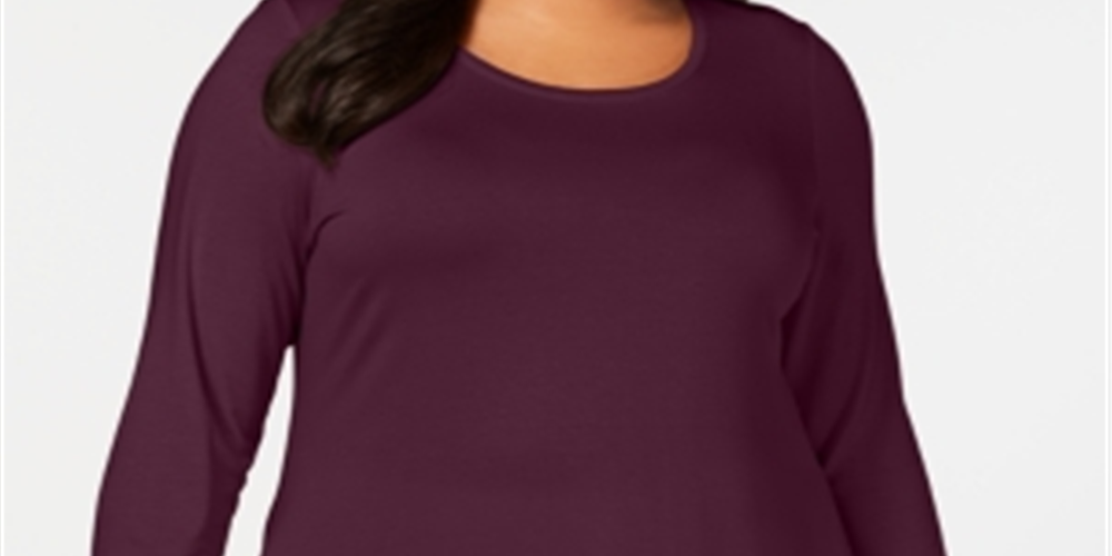 JM Collection Women's Plus Scoopneck Top Berry Size 0X