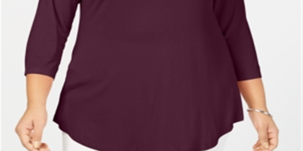 JM Collection Women's Plus Scoopneck Top Berry Size 0X