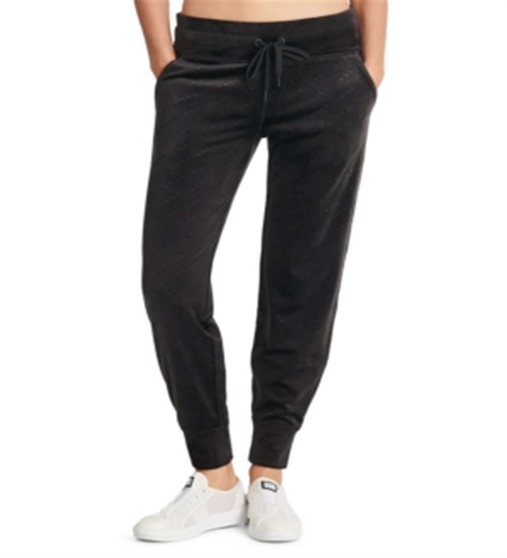 DKNY Women's Sport Velour Logo Print Joggers Black Size XS