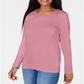Karen Scott Women's Satin Trim Scoop Neck Top Pink Size XX-Large