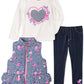 Kids Headquarters Little Girl's 3 Pc Houndstooth Vest T-Shirt & Denim Leggings Set Blue Size 6