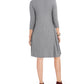Style & Co Women's 3/4 Sleeve V Neck Above the Knee Fit Flare Dress Gray Size Petite Small