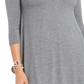 Style & Co Women's 3/4 Sleeve V Neck Above the Knee Fit Flare Dress Gray Size Petite Small
