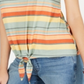 Style & Co Women's Striped Tie Front T-Shirt Brown Size X-Large
