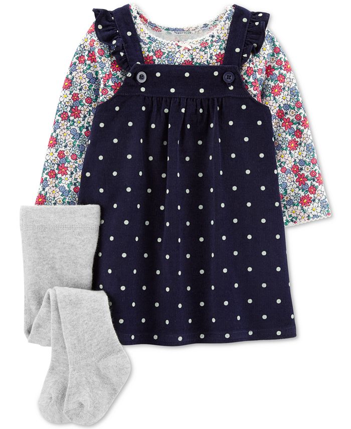 Carter's Girl's Polka Dot Corduroy Jumper Set Blue Size 3MOS
