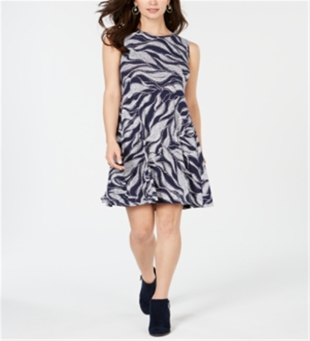 Style & Co Women's Printed Swing Dress Black Size Petite S