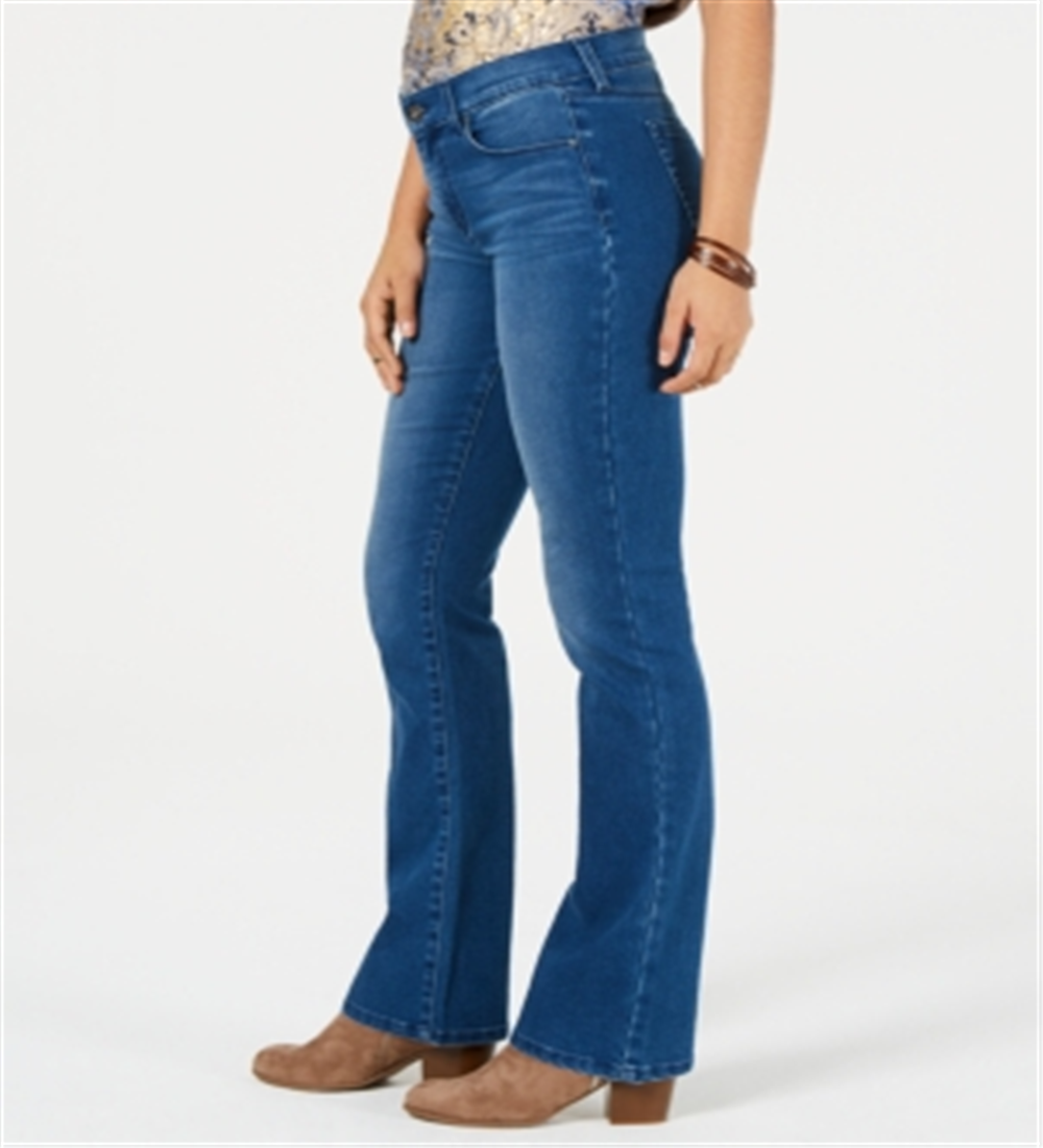 Style & Co Women's Mid Rise Tummy Control Boot Cut Jeans Blue Size 16-S