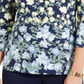 Charter Club Women's Floral Print Boat Neck Top Blue Size Medium
