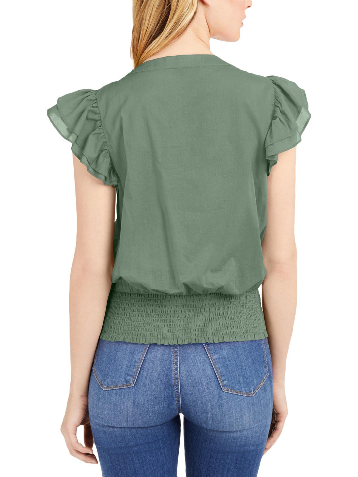 INC International Concepts Women's Boho Cotton Top Green Size Medium