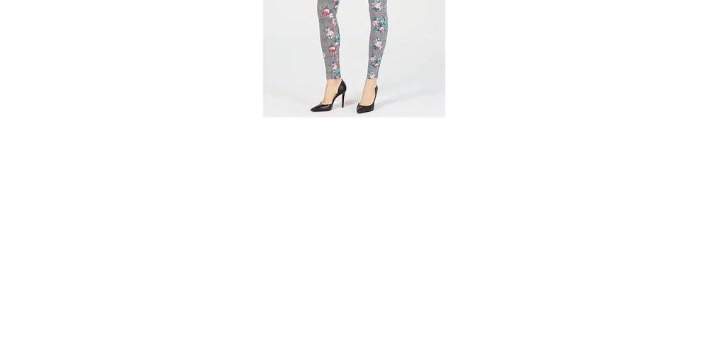 INC International Concepts Women's Shaping Floral Leggings Black-White Size X-Small