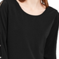 NY Collection Women's Split Sleeve Top Black Size Petite XL
