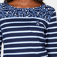 Karen Scott Women's Sport Floral Yoke Striped Top Blue Size XX-Large