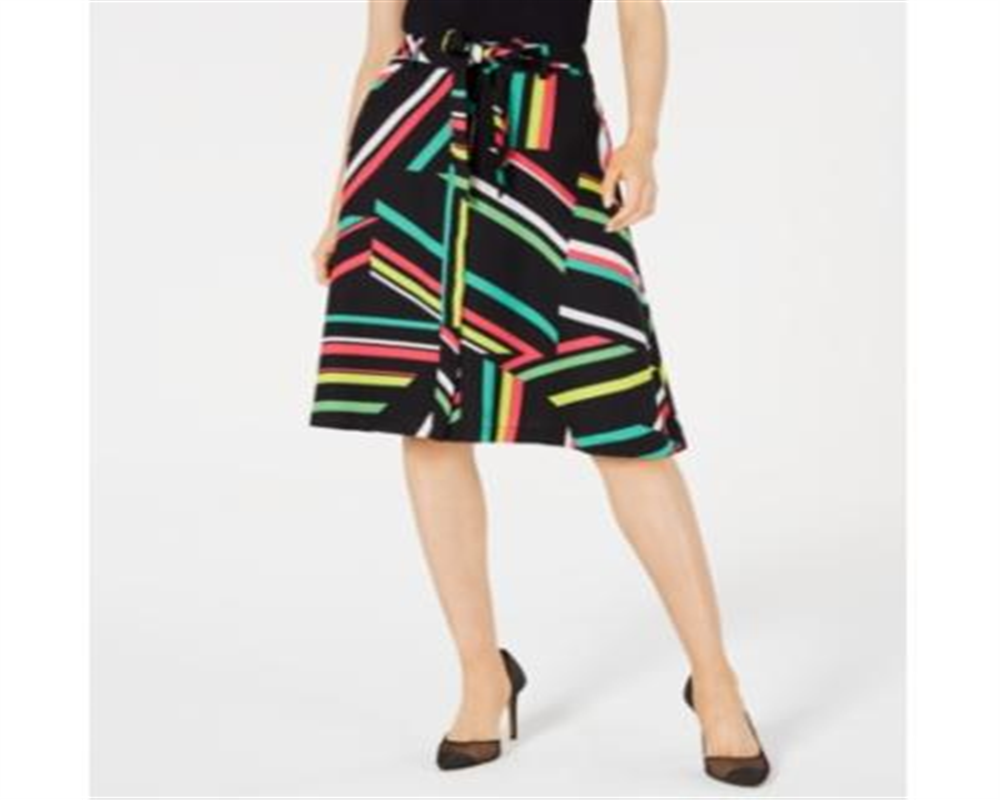 Bar III Women's Printed Skirt Black Size 4