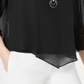 JM Collection Women's Chiffon Tie Cuff Top Black Size Petite S