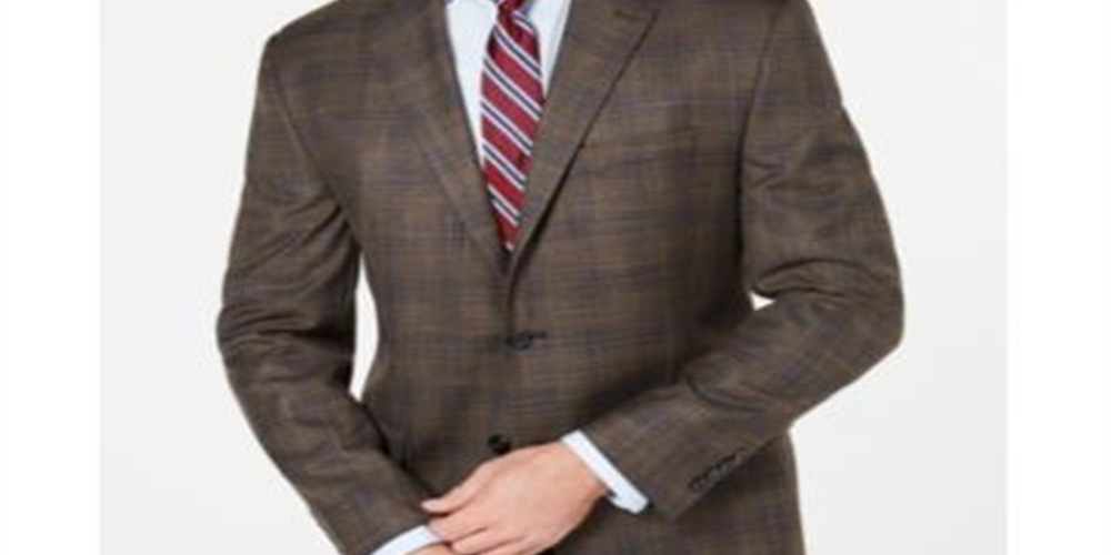 Ralph Lauren Men's Classic Fit Stretch Plaid Sport Coat Brown Size 40-R