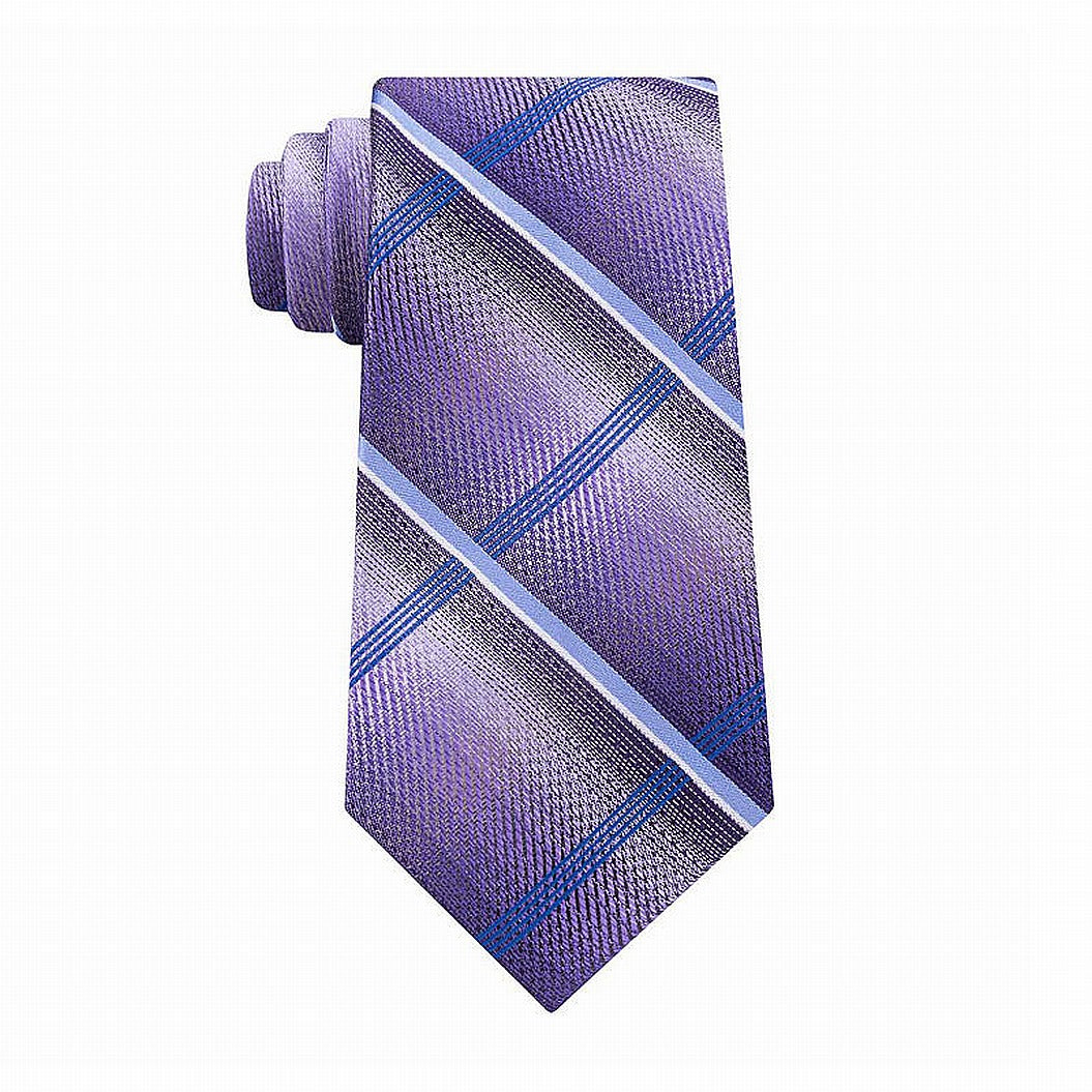 Van Heusen Men's Vh Shaded Plaid Tie Purple Size Regular