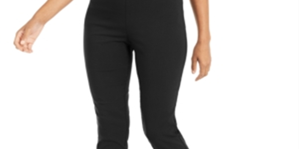 Thalia Sodi Women's Cropped Button Hem Pants Black Size Small