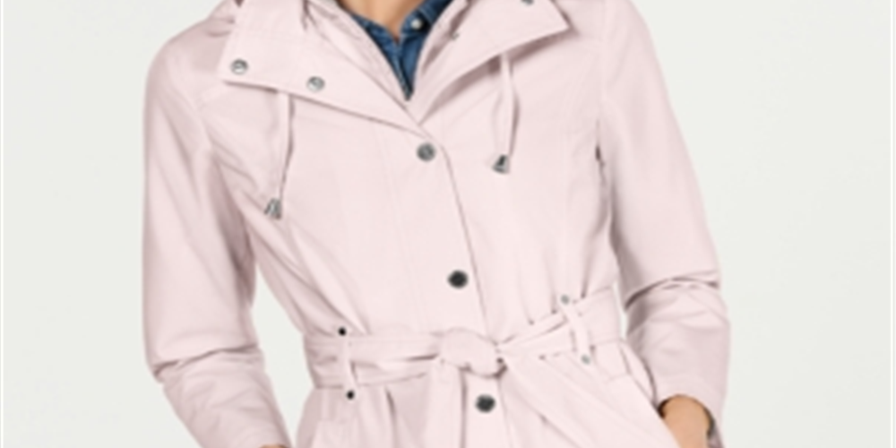 Nautica Women's Belted Raincoat Pink Size M
