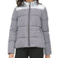 Calvin Klein Women's Houndstooth Puffer Jacket Silver Size X-Small