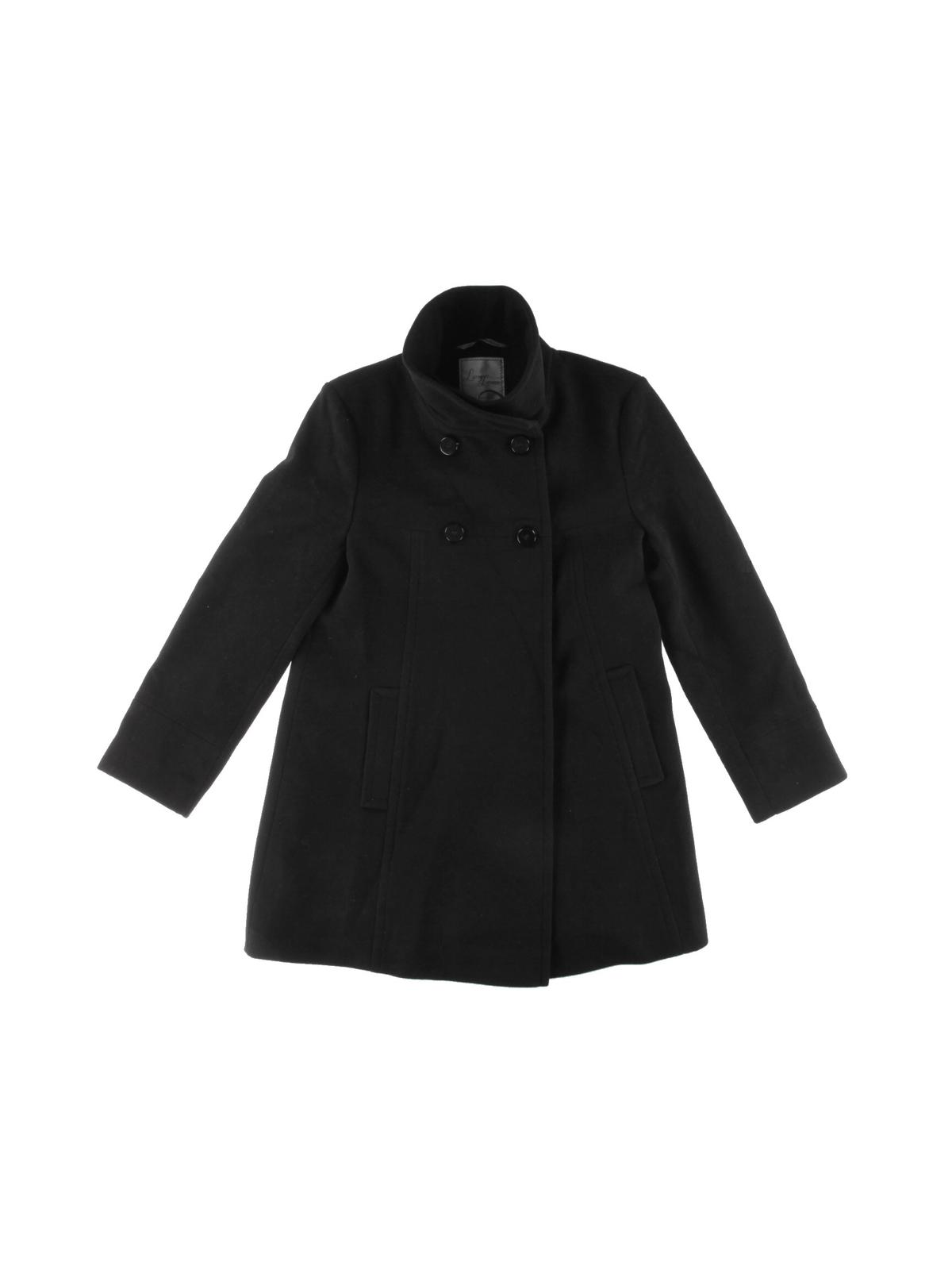 Larry Levine Women's Double Breasted Mid Length Wool Coat Black Size XL