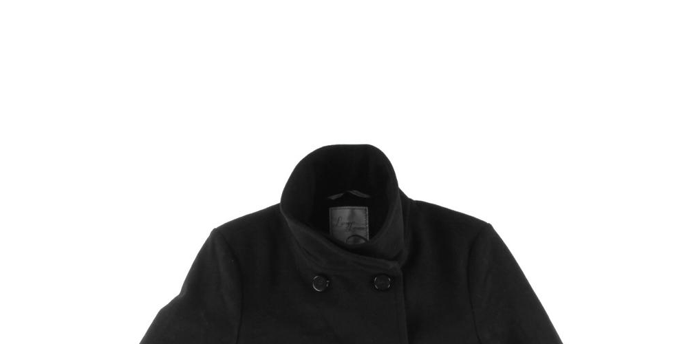 Larry Levine Women's Double Breasted Mid Length Wool Coat Black Size XL