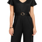 NY Collection Women's Belted Jumpsuit Dresses Black Size X-Large