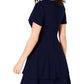 B Darlin Women's Ruched V Neck Party Back Zip Dress Navy Size 15/16