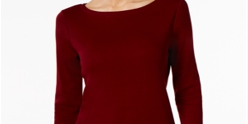 Charter Club Women's Boat Neck Button Shoulder Top Red Size X-Small