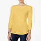 Charter Club Women's Pima Cotton Boat Neck Button Shoulder Top Yellow Size Small