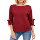Charter Club Women's Textured Tie Cuff Top Red Size XX-Large